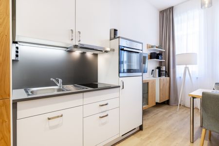 Ferienapartments am Krusespeicher Ferienapartments am Krusespeicher 3-28 Wismar - Wohn-/Schlafbereich mit Küchenzeile