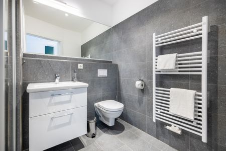 Krusespeicher Krusespeicher 2-42 Wismar - Badezimmer mit Waschtisch, WC und Spiegel