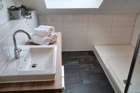 Haus Borkumitte Appartement Mellum Haus Borkumitte - Bad Waschbecken