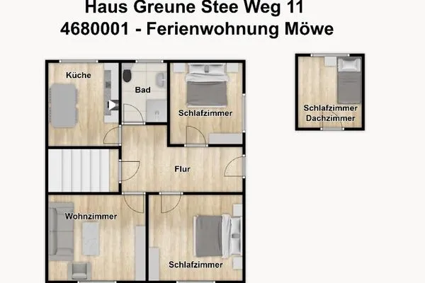 Grundriss Haus Greune Stee Weg 11 Ferienwohnung Möwe