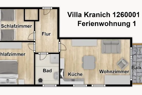 Grundriss Villa Kranich Ferienwohnung 1