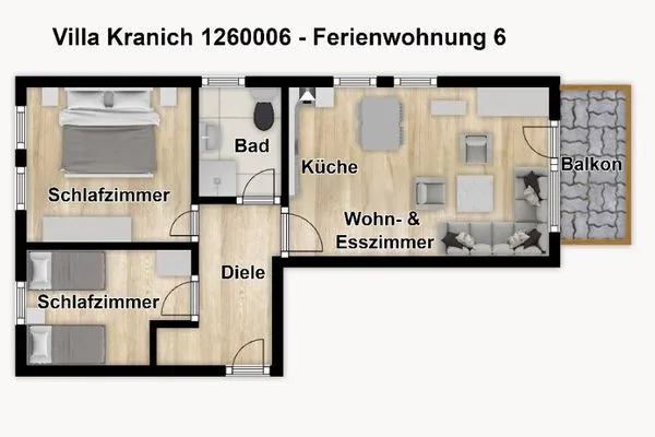 Grundriss Villa Kranich Ferienwohnung 6