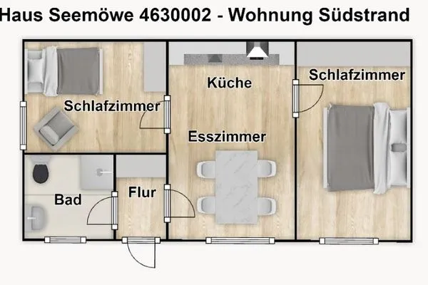 Grundriss Haus Seemöwe Ferienwohnung Südstrand
