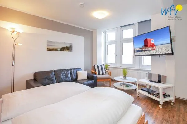 Schlafmöglichkeiten im Wohnzimmer Villa van Harten Ferienwohnung Stüürmann