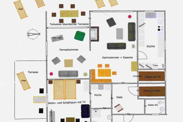  Weißes Dünenhaus mit Meerblick Dorf - Grundriss