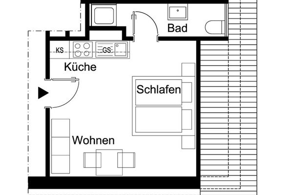  Gästehaus Röll - Studio 4  - Grundriss