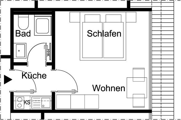  Gästehaus Röll - Studio 5  - Grundriss
