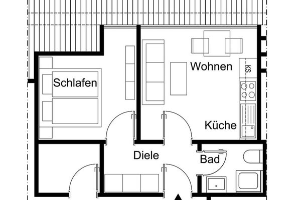  Gästehaus Röll - Wohnung 2  - Grundriss