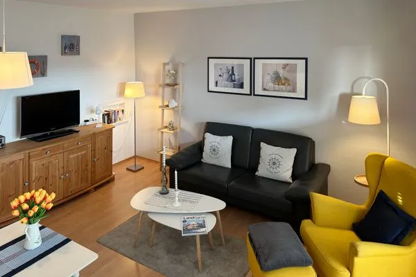 Wohnzimmer der Ferienwohnung Kniepsand in Wittdün auf Amrum Haus Diana Ferienwohnung „Kniepsand"