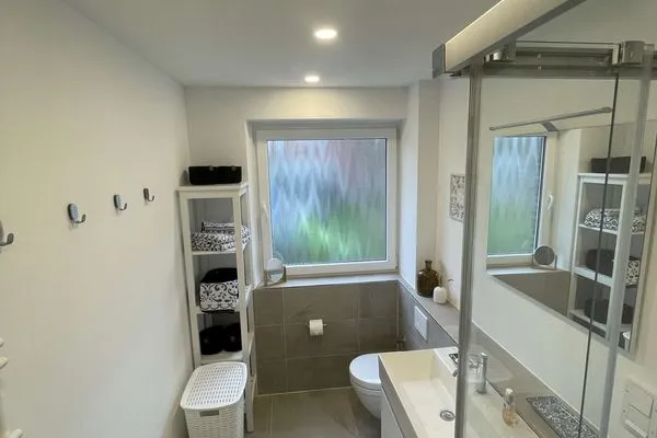 Badezimmer Haus Richthofenstraße 20 e Ferienwohnung Glück Ahoi