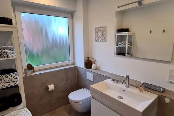 Badezimmer Haus Richthofenstraße 20 e Ferienwohnung Glück Ahoi