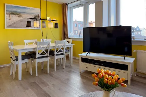 Essbereich der Ferienwohnung "Willkommen bei den Hartmanns" in Wittdün auf Amrum Haus Nordenlicht Ferienwohnung „Willkommen bei den Hartmanns"