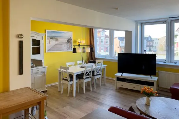 Essbereich der Ferienwohnung "Willkommen bei den Hartmanns" in Wittdün auf Amrum Haus Nordenlicht Ferienwohnung „Willkommen bei den Hartmanns"