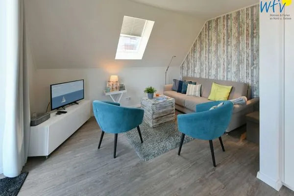 Wohnzimmer Bootshaus in den Dünen - 4 Ferienwohnung Dünenkoje