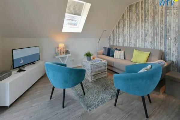 Wohnzimmer Bootshaus in den Dünen - 4 Ferienwohnung Dünenkoje