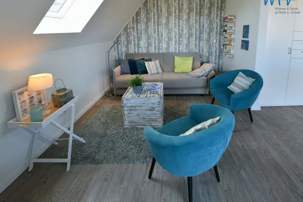 Wohnzimmer Bootshaus in den Dünen - 4 Ferienwohnung Dünenkoje