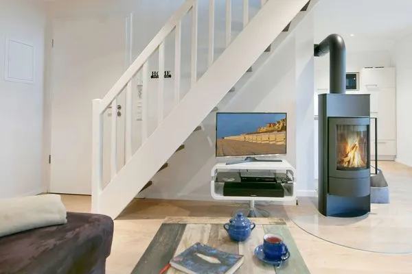 Wohnzimmer Bootshaus in den Dünen - 5 Ferienwohnung Strandgut