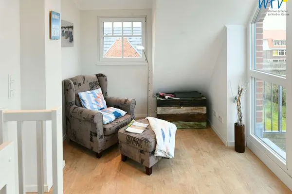 Wohnzimmer Bootshaus in den Dünen - 5 Ferienwohnung Strandgut