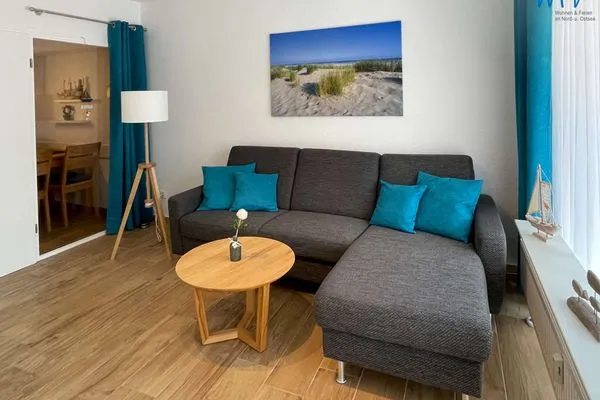Wohnzimmer Ferienhaus Strandstraße 41 Ferienwohnung Strandkorb Nr. 5