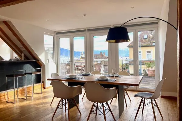 Ferienwohnung Seesicht Lindau Insel - Essbereich im Wohnzimmer