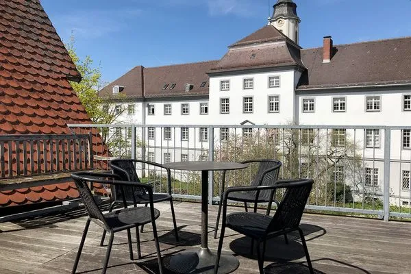 Ferienwohnung Seesicht Lindau Insel - Dachterrasse 2 mit Blick auf Sehenswürdigkeit