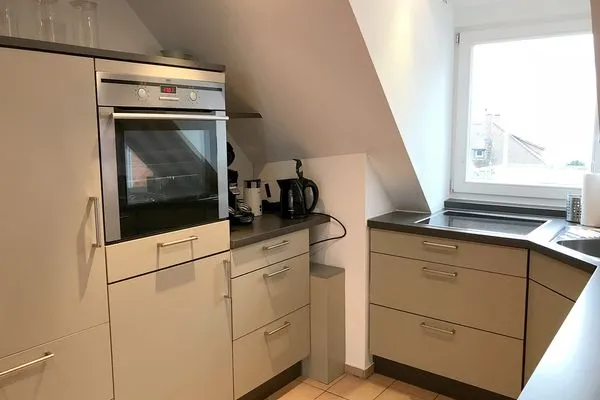 Ferienwohnung Seesicht Lindau Insel - Küchenzeile integriert in den Wohnbereich