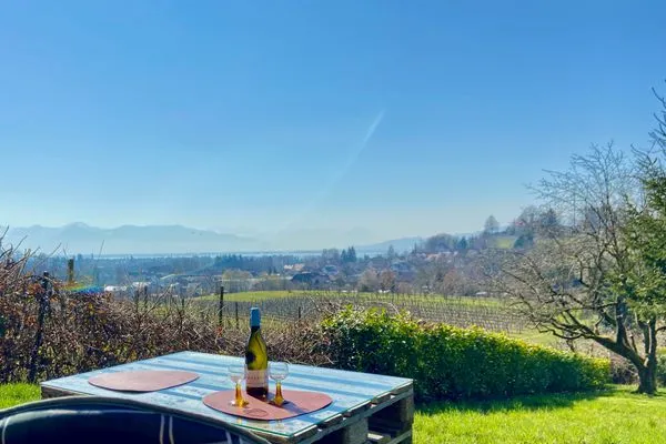 Multi-Fewo Haus Weinberg-Idyll Ferienwohnung Weinberg-Idyll Lindau und Umgebung - Blick vom Garten auf Bodensee