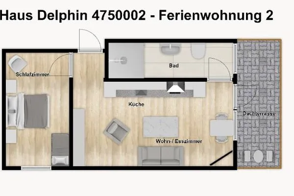 Grundriss Haus Delphin Ferienwohnung 2