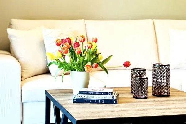 Sofa und Couchtisch Logierhaus Friedrich WE 6 - "Strandperle"