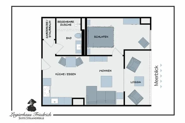 Grundriss der Wohnung Logierhaus Friedrich WE 6 - "Strandperle"