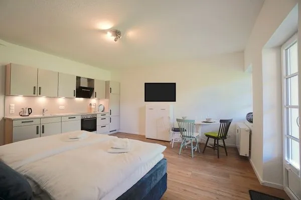 Schlafzimmer  Ferienwohnung 'Lütt Stuv' für zwei Personen direkt am Schleswiger Dom