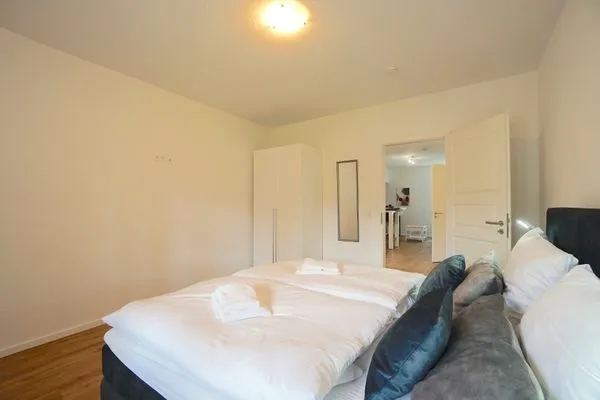 Schlafzimmer  Ferienwohnung 'Am Hafen' für 2 Personen mitten in der historischen Altstadt von Schleswig