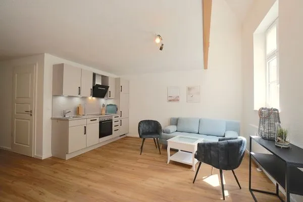 Küche / Küchenzeile  Ferienwohnung 'An der Schlei' für bis zu drei Personen mit Blick auf den Schleswiger Dom