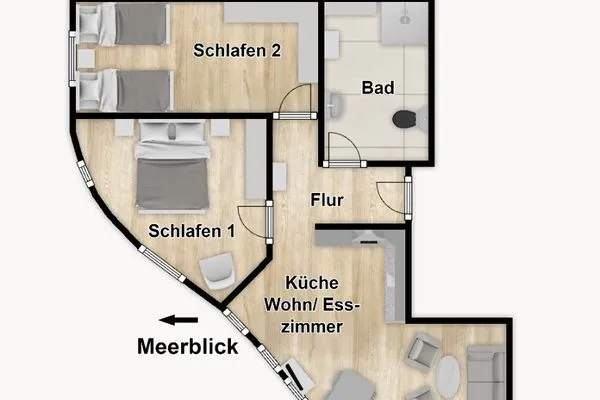 Grundriss Lotsenstation Sassnitz Ferienwohnung O-Messe