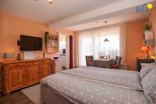 Schlafzimmer Ferienhaus Heidi Appartement Meeresrauschen