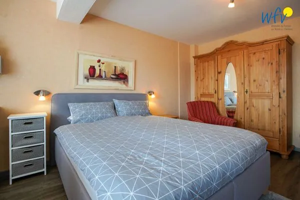 Schlafzimmer Ferienhaus Heidi Appartement Meeresrauschen