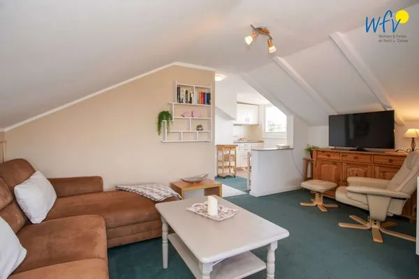 Wohnzimmer Ferienhaus Heidi Ferienwohnung Meerblick
