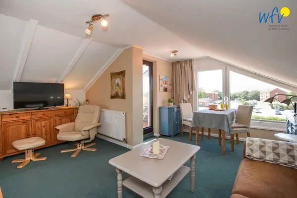 Wohnzimmer Ferienhaus Heidi Ferienwohnung Meerblick