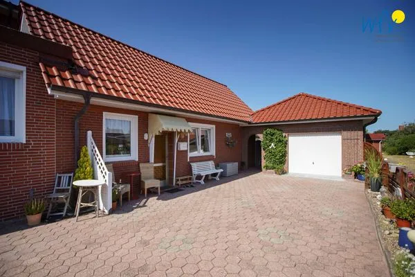 Terrasse Ferienhaus Heidi Häuschen Seehund