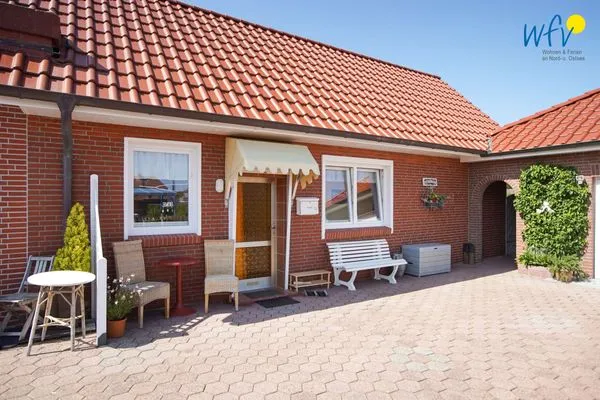 Terrasse Ferienhaus Heidi Häuschen Seehund