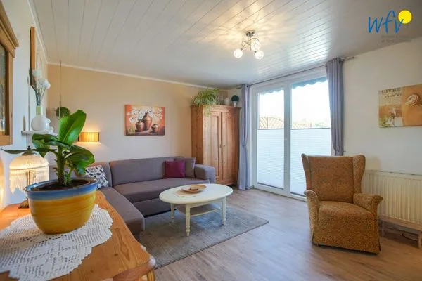 Wohnzimmer Ferienhaus Heidi Häuschen Seehund
