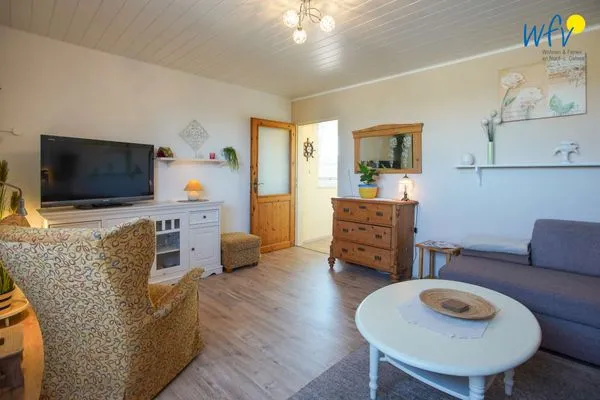 Wohnzimmer Ferienhaus Heidi Häuschen Seehund