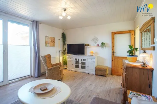 Wohnzimmer Ferienhaus Heidi Häuschen Seehund