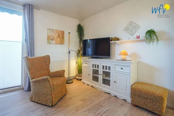 Wohnzimmer Ferienhaus Heidi Häuschen Seehund