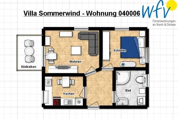 Grundriss Villa Sommerwind Ferienwohnung 6