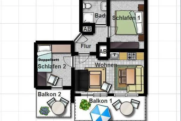 Grundriss Residenz am Alten Leuchtturm Ferienwohnung 5