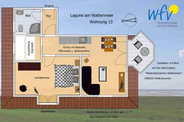 Grundriss Haus Lagune am Wattenmeer Ferienwohnung 13