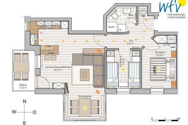 Grundriss Haus Dünenblick Ferienwohnung 11
