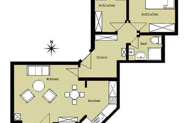 Grundriss Haus Dünenblick Ferienwohnung 16