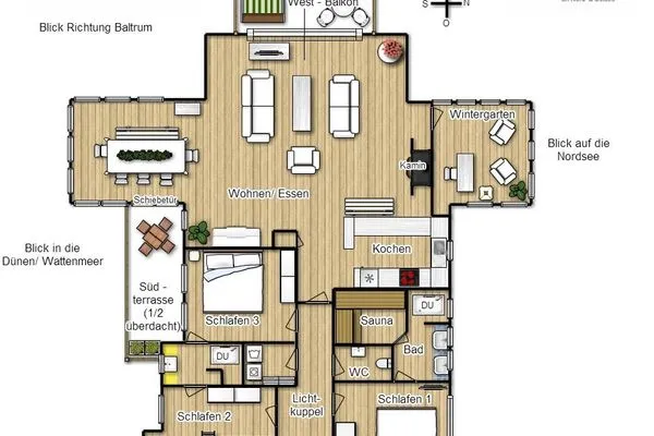 Grundriss Haus Dünenblick Ferienwohnung 23